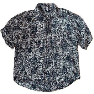 Vintage 80s/90s men's (or unisex)  100% silk short sleeves shirt fun print  XXL